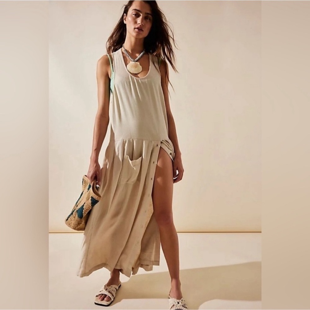 Free People Cream Maxi Tank Dress